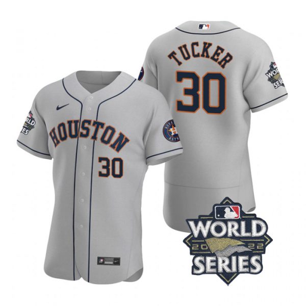 Astros 30 Kyle Tucker Gray Nike 2022 World Series Flexbase Jersey->houston astros->MLB Jersey